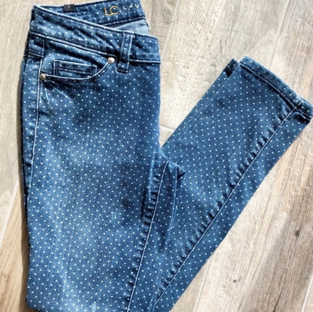 Lauren conrad LC polka dot ankle blue jean pants